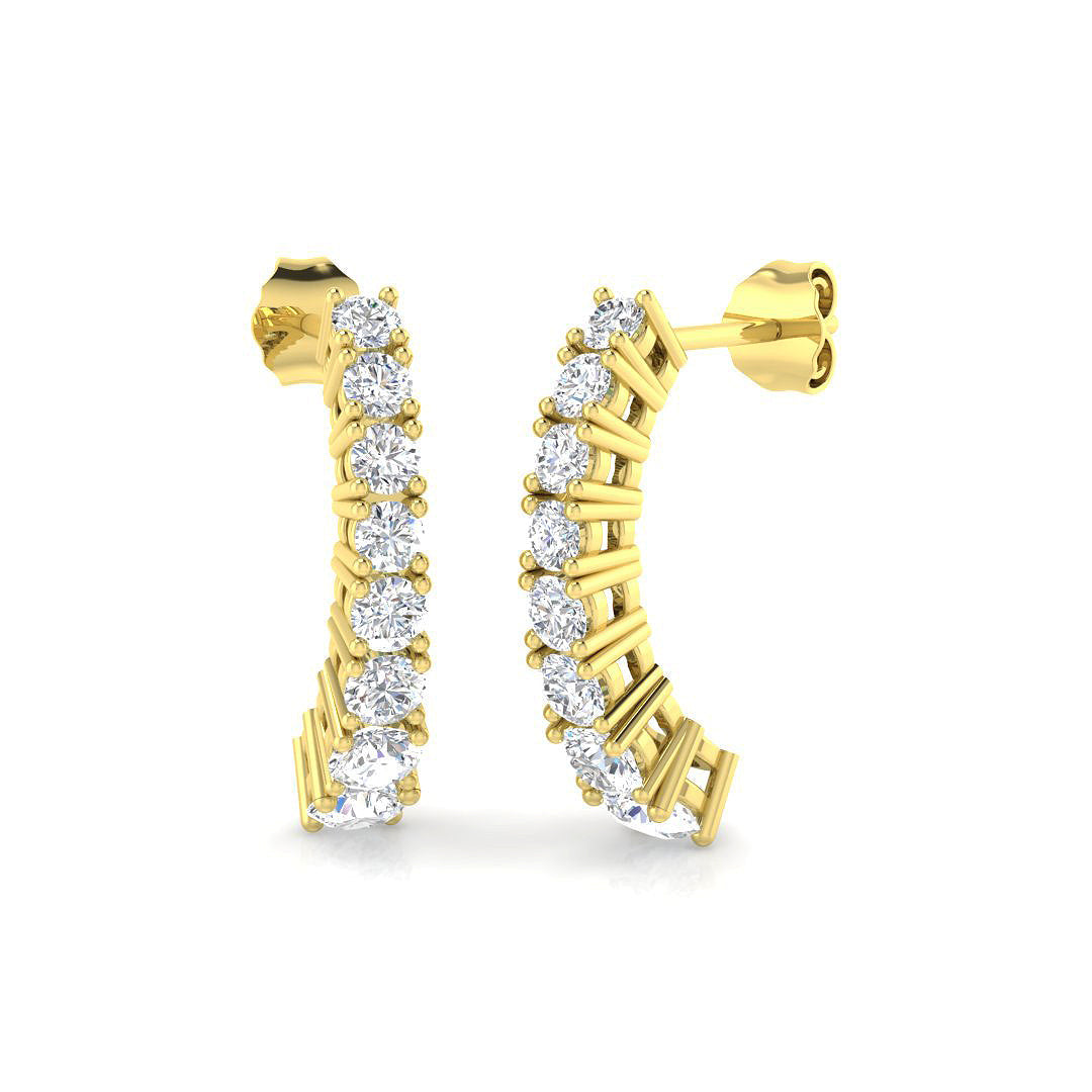 Lurvy Luxury 1.75ct Gold Drop & Trilogy Diamond Earrings - Elegant Shine in 10K/14K gold and platinum with certified lab-grown or natural diamonds
