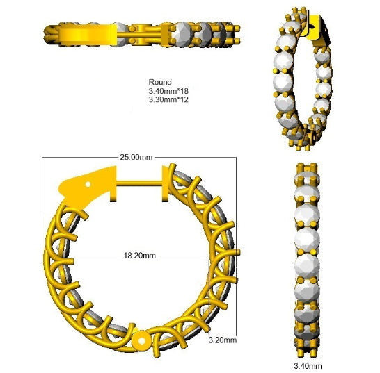 Hoop Earrings 4 in 10K/14K gold and platinum with certified lab-grown or natural diamonds