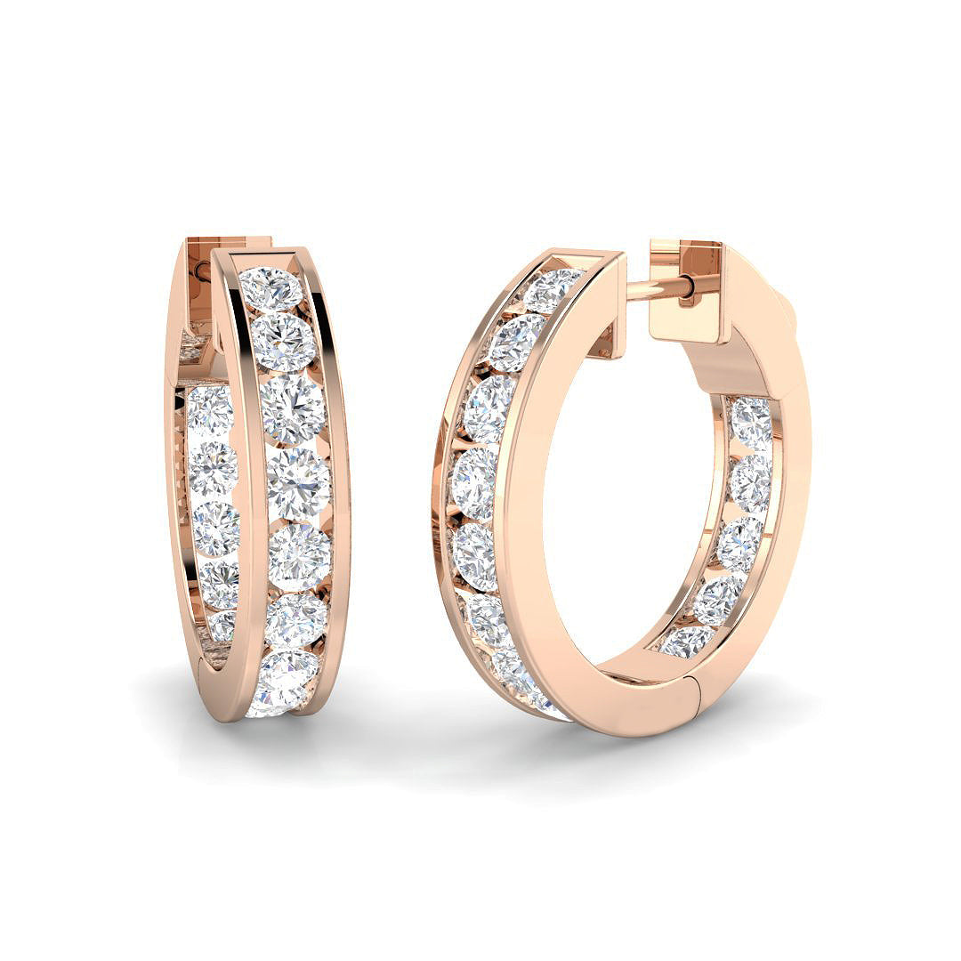 Elegant 0.5 Ct Round Diamond Hoop Earrings in 10K/14K gold and platinum with certified lab-grown or natural diamonds