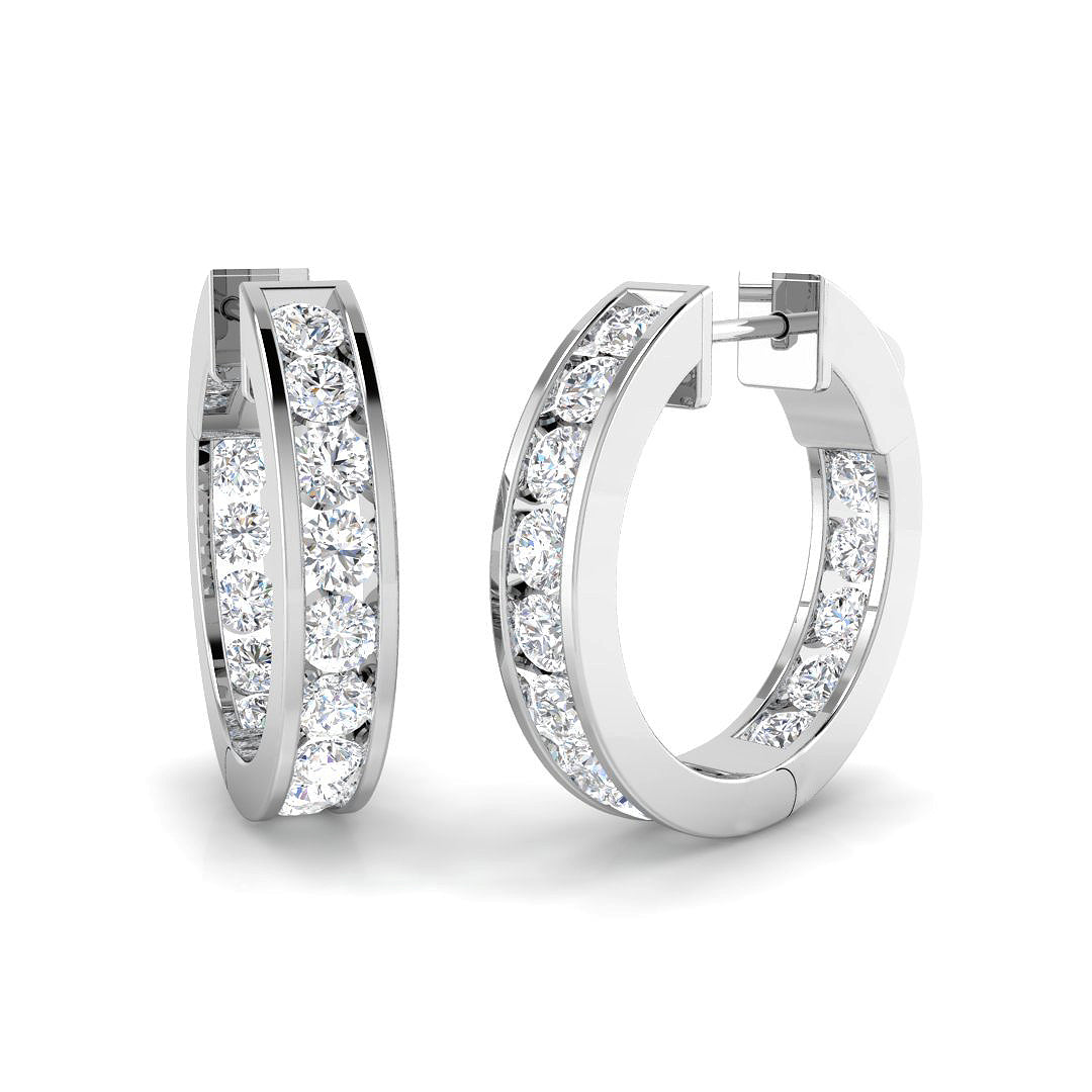 Elegant 0.5 Ct Round Diamond Hoop Earrings in 10K/14K gold and platinum with certified lab-grown or natural diamonds