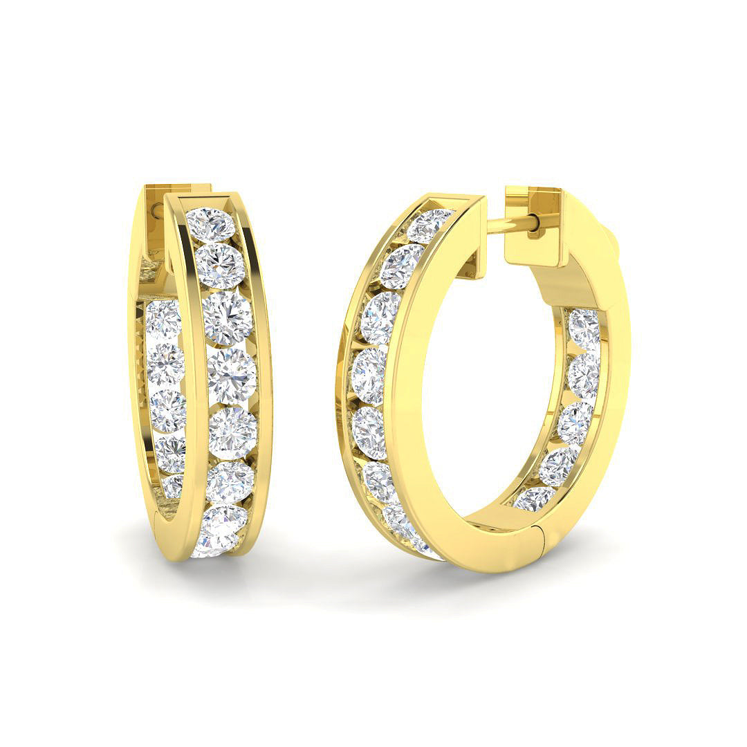 Elegant 0.5 Ct Round Diamond Hoop Earrings in 10K/14K gold and platinum with certified lab-grown or natural diamonds