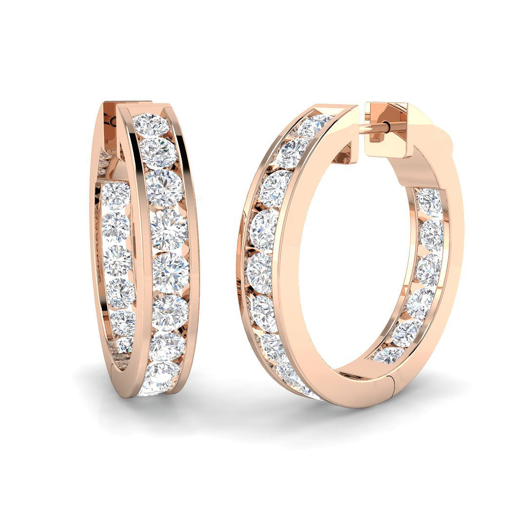 Round Diamond Hoop Earrings 0.25 in 10K/14K gold and platinum with certified lab-grown or natural diamonds