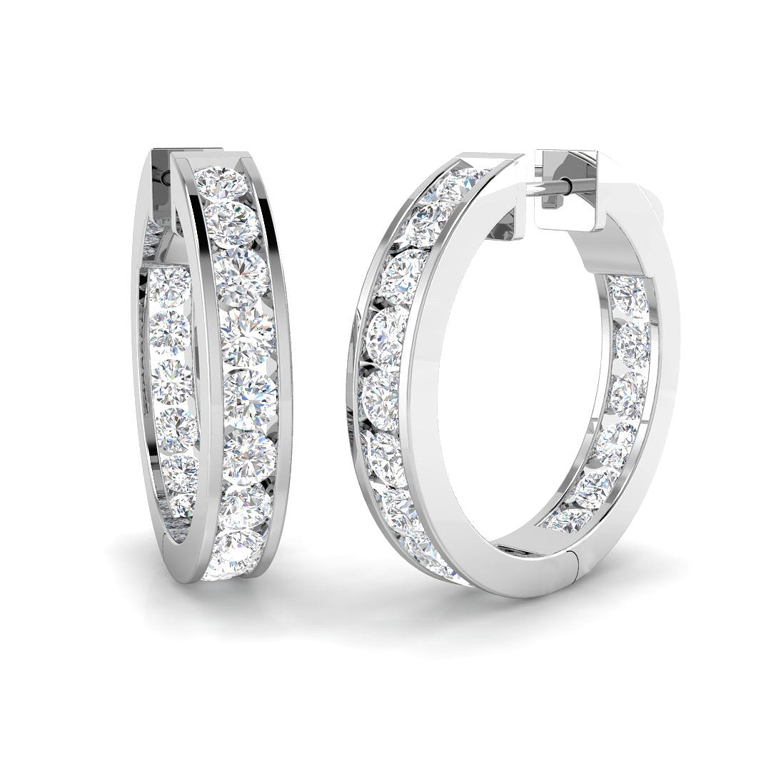 Round Diamond Hoop Earrings 0.25 in 10K/14K gold and platinum with certified lab-grown or natural diamonds