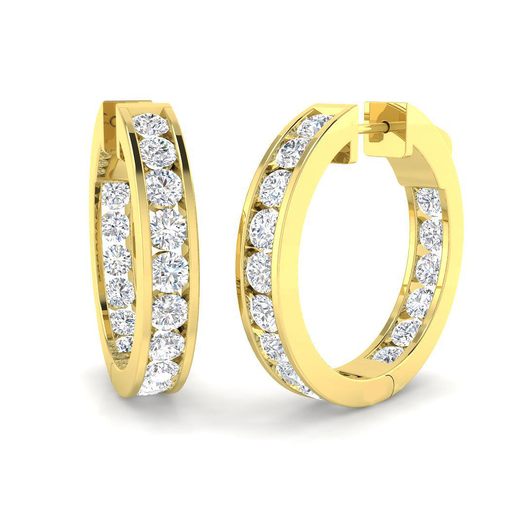 Round Diamond Hoop Earrings 0.25 in 10K/14K gold and platinum with certified lab-grown or natural diamonds
