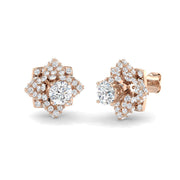 Cluster Diamond Stud Earrings in 10K/14K gold and platinum with certified lab-grown or natural diamonds
