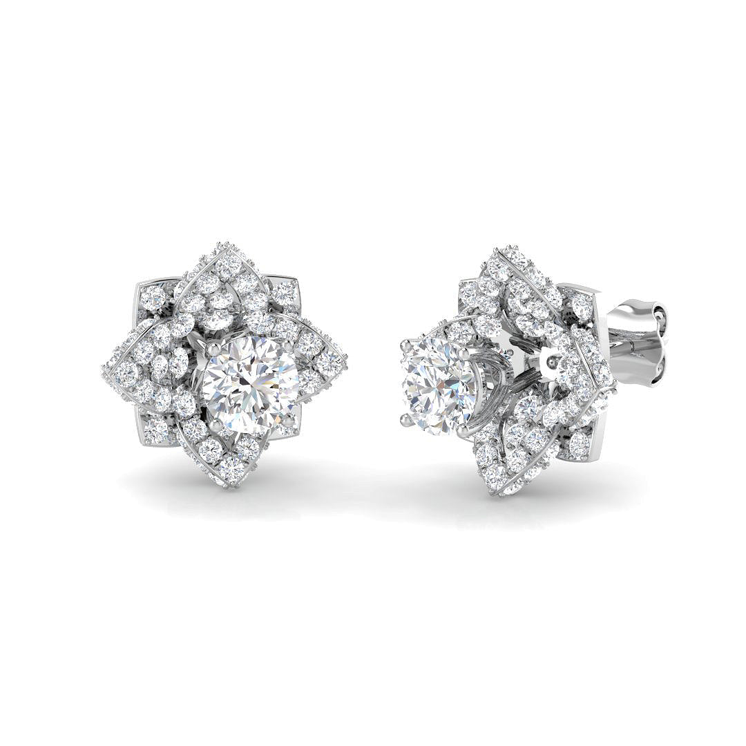 Cluster Diamond Stud Earrings in 10K/14K gold and platinum with certified lab-grown or natural diamonds