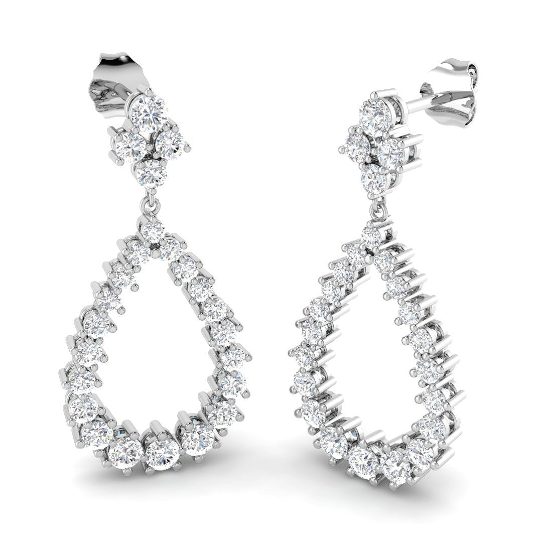 Lusoy Gold Drop & Trilogy Diamond Earrings - 1.75ct Luxury Jewelry in 10K/14K gold and platinum with certified lab-grown or natural diamonds