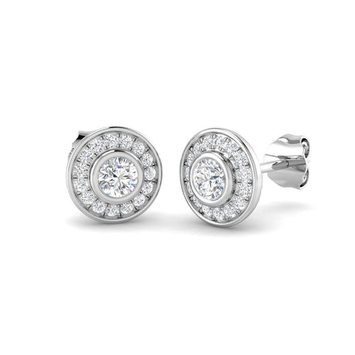 0.50 Ct DE/VVS Lab Grown Round Cut Diamond Halo Earring in 10K/14K gold and platinum with certified lab-grown or natural diamonds
