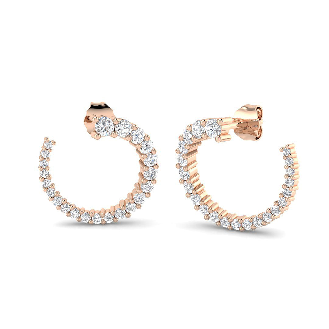 0.5 Ct Round Diamond Huggie Earrings in 10K/14K gold and platinum with certified lab-grown or natural diamonds