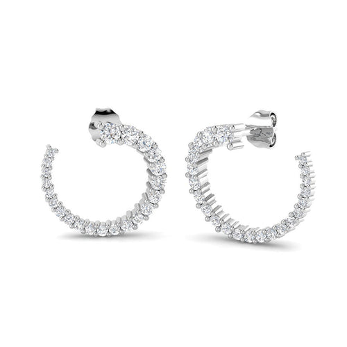 0.5 Ct Round Diamond Huggie Earrings in 10K/14K gold and platinum with certified lab-grown or natural diamonds