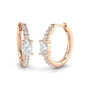 Oval & Round Diamond Hoop Earrings 0.5 in 10K/14K gold and platinum with certified lab-grown or natural diamonds