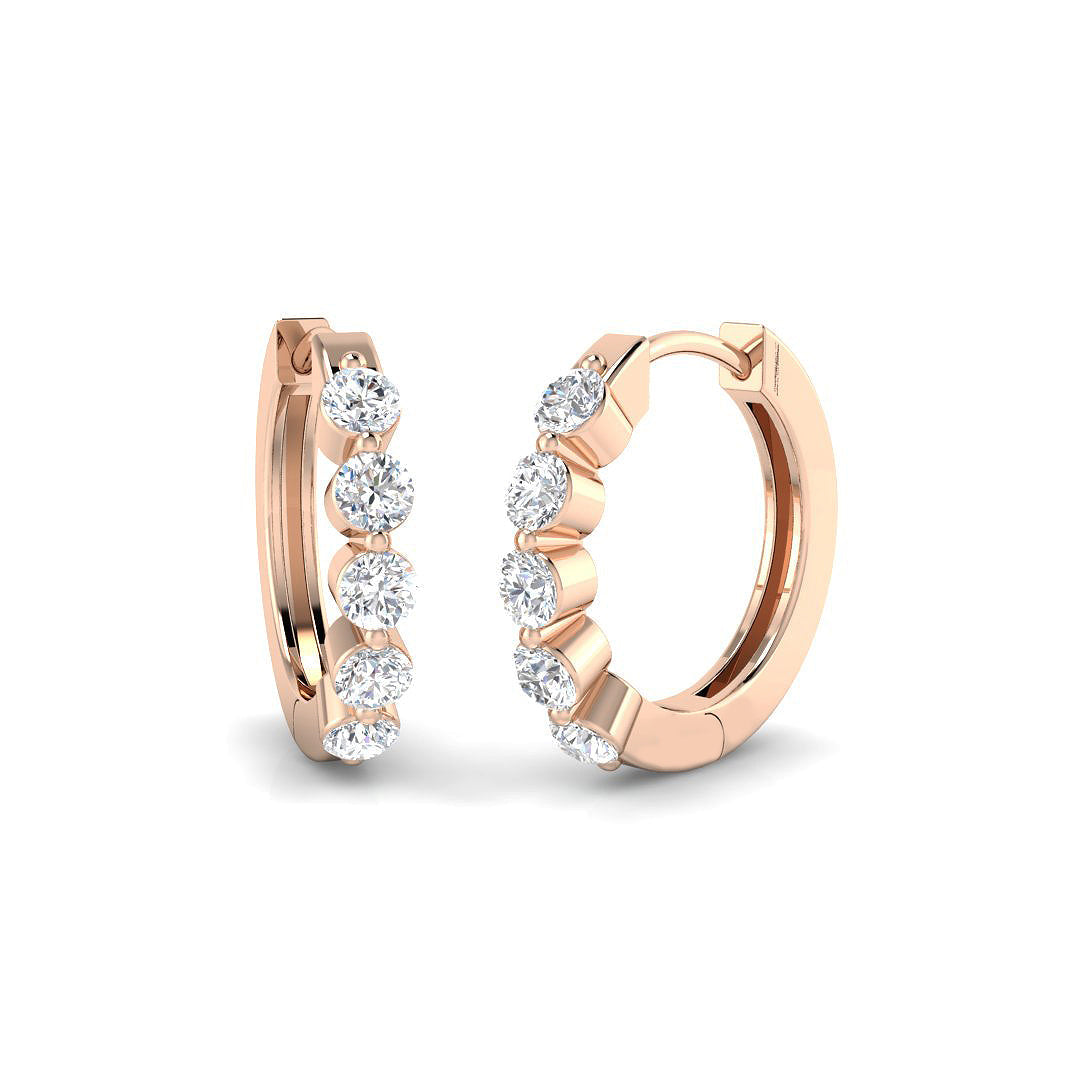 Hoop Earrings 0.5 Ct Round Diamond in 10K/14K gold and platinum with certified lab-grown or natural diamonds