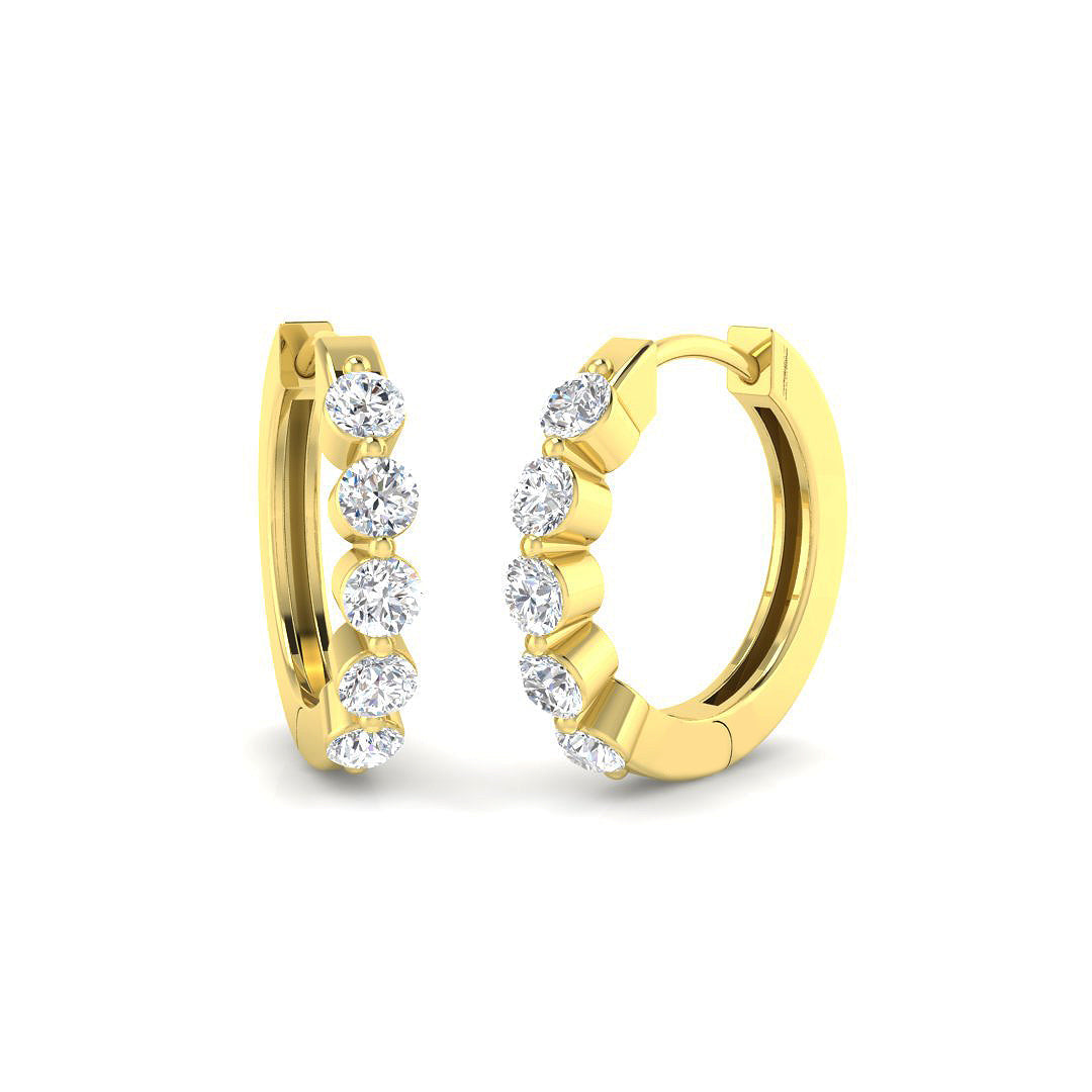 Hoop Earrings 0.5 Ct Round Diamond in 10K/14K gold and platinum with certified lab-grown or natural diamonds