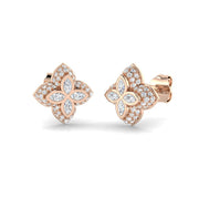 Elegant 0.50Ct Diamond Floral Clover Stud Earrings in in 10K/14K gold and platinum with certified lab-grown or natural diamonds