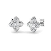 Elegant 0.50Ct Diamond Floral Clover Stud Earrings in in 10K/14K gold and platinum with certified lab-grown or natural diamonds