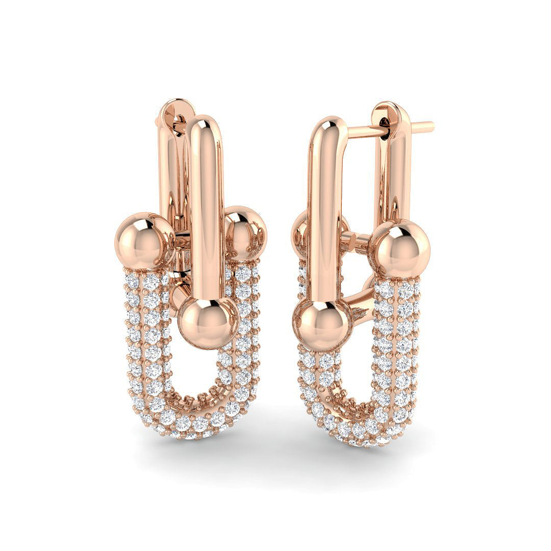 Lutsy 2ct Gold Paper Clip Diamond Earrings - Elegant Luxury Jewelry in 10K/14K gold and platinum with certified lab-grown or natural diamonds