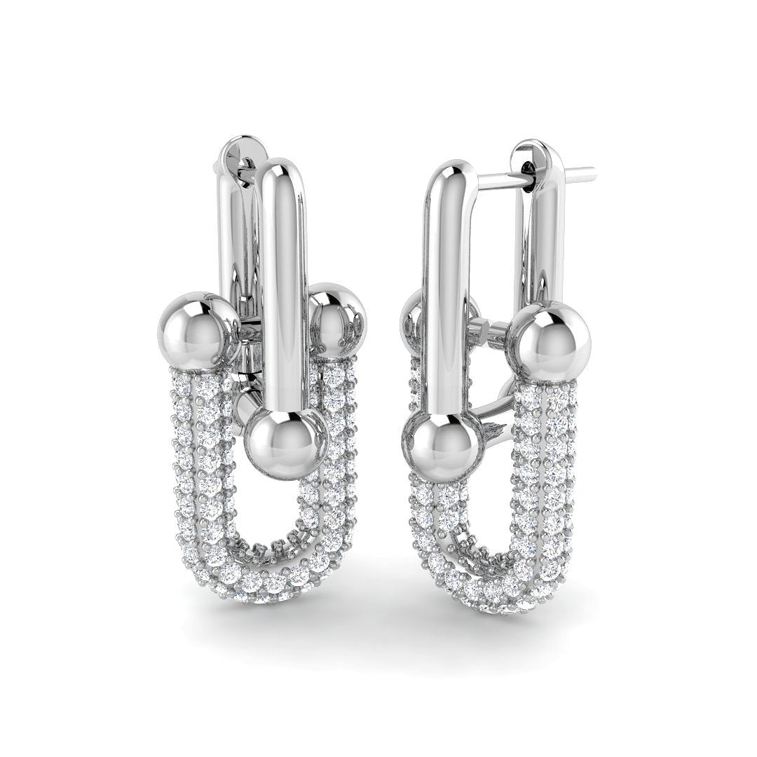 Lutsy 2ct Gold Paper Clip Diamond Earrings - Elegant Luxury Jewelry in 10K/14K gold and platinum with certified lab-grown or natural diamonds