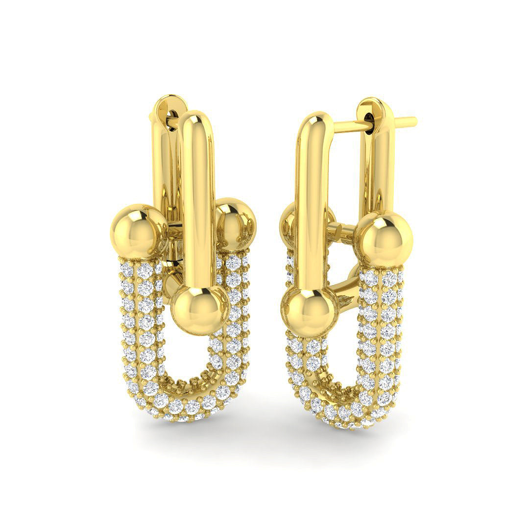 Lutsy 2ct Gold Paper Clip Diamond Earrings - Elegant Luxury Jewelry in 10K/14K gold and platinum with certified lab-grown or natural diamonds