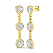 Luvpy Elegant 3ct Gold Drop & Trilogy Diamond Earrings for Luxury Style in 10K/14K gold and platinum with certified lab-grown or natural diamonds