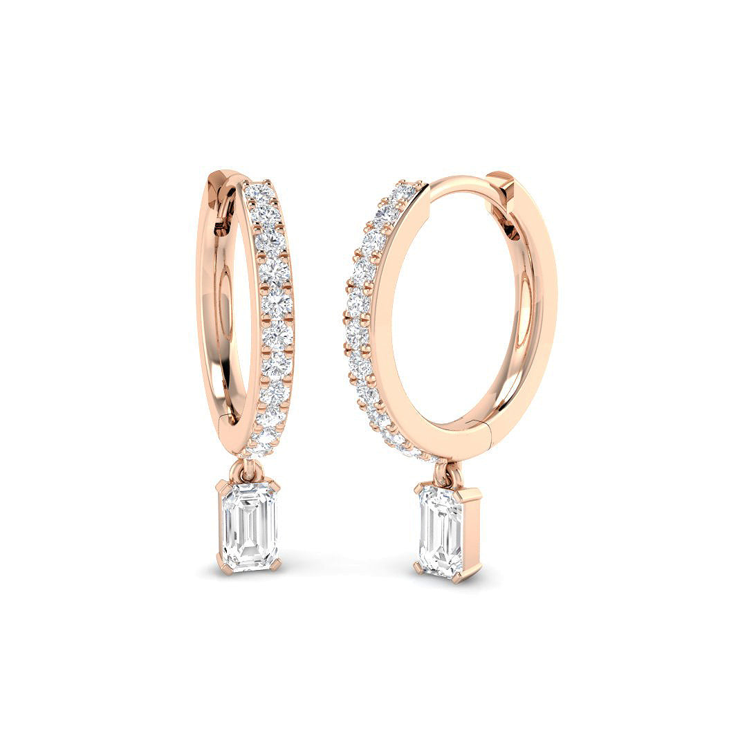 Lutvy 0.5ct Gold Drop & Trilogy Diamond Earrings - Elegant Luxury Jewelry in 10K/14K gold and platinum with certified lab-grown or natural diamonds