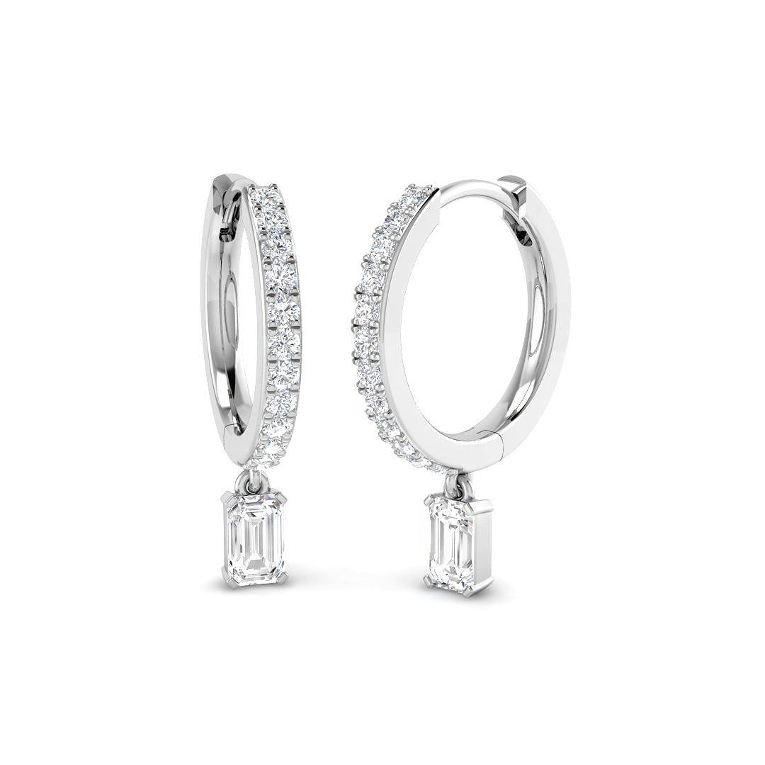 Lutvy 0.5ct Gold Drop & Trilogy Diamond Earrings - Elegant Luxury Jewelry in 10K/14K gold and platinum with certified lab-grown or natural diamonds