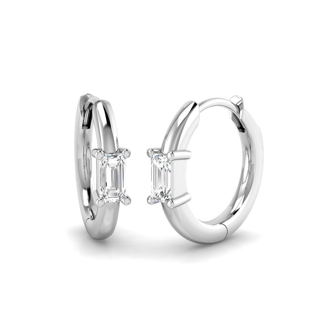 0.25 Ct Gold Hoop Earrings in 10K/14K gold and platinum with certified lab-grown or natural diamonds
