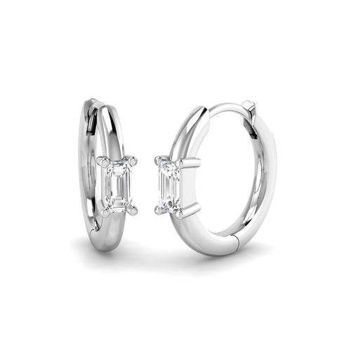 0.25 Ct Gold Hoop Earrings in 10K/14K gold and platinum with certified lab-grown or natural diamonds