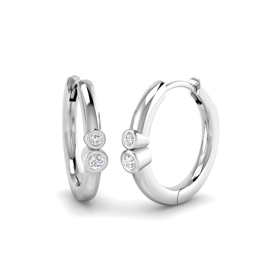 Elegant 0.05 Ct Gold Hoop Earrings in 10K/14K gold and platinum with certified lab-grown or natural diamonds