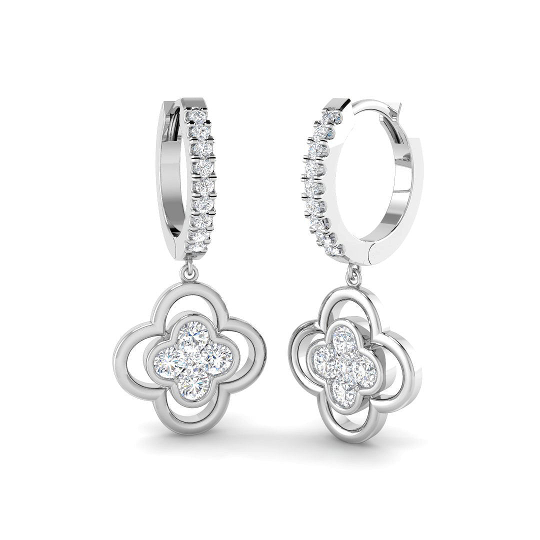 Lusly 1ct Gold Clover Diamond Earrings - Elegant Luxury Jewelry in 10K/14K gold and platinum with certified lab-grown or natural diamonds