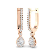 Luvwy 1ct Gold Drop & Trilogy Diamond Earrings - Elegant Luxury Jewelry in 10K/14K gold and platinum with certified lab-grown or natural diamonds