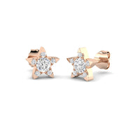 Stud Earrings with Star Shape Diamond Cluster - 0.5ct in 10K/14K gold and platinum with certified lab-grown or natural diamonds