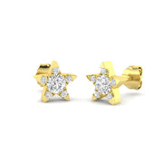 Stud Earrings with Star Shape Diamond Cluster - 0.5ct in 10K/14K gold and platinum with certified lab-grown or natural diamonds