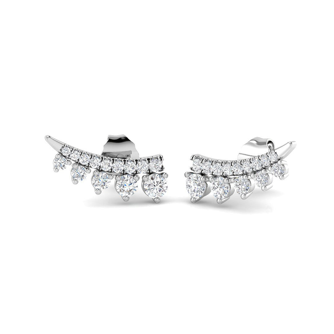 Stunning 0.50 Ct Diamond Ear Climbers in in 10K/14K gold and platinum with certified lab-grown or natural diamonds