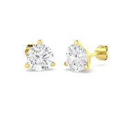 Stud Earrings with Lab Grown Round Cut Diamond - 3.00ct in 10K/14K gold and platinum with certified lab-grown or natural diamonds
