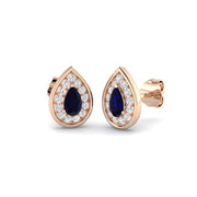 Pear Cut Blue Sapphire Diamond Stud Earrings - Luxury Gemstone Jewelry in 10K/14K gold and platinum with certified lab-grown or natural diamonds