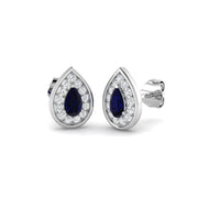 Pear Cut Blue Sapphire Diamond Stud Earrings - Luxury Gemstone Jewelry in 10K/14K gold and platinum with certified lab-grown or natural diamonds