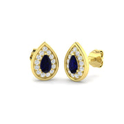 Pear Cut Blue Sapphire Diamond Stud Earrings - Luxury Gemstone Jewelry in 10K/14K gold and platinum with certified lab-grown or natural diamonds