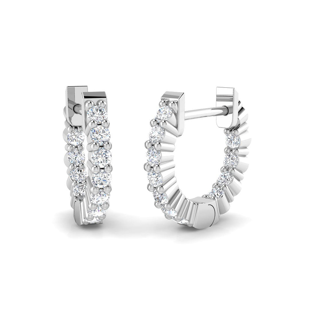0.25 Ct Hoop Earrings in 10K/14K gold and platinum with certified lab-grown or natural diamonds