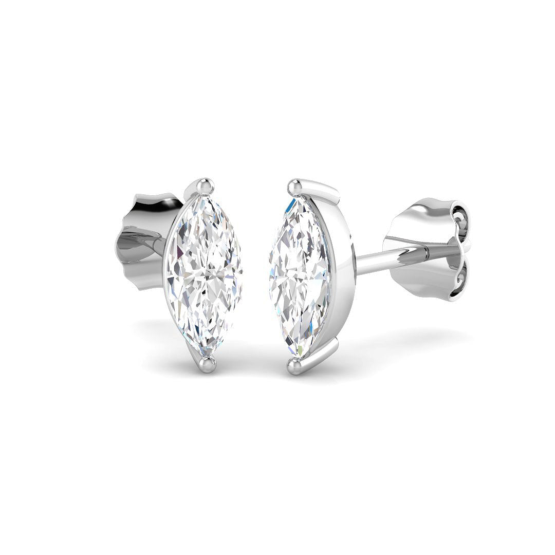 Stud Earrings with Lab Grown Marquise Cut Diamond - 0.70ct in 10K/14K gold and platinum with certified lab-grown or natural diamonds