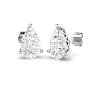 Stud Earrings with Lab Grown Pear Shape Diamond - 4.00ct in 10K/14K gold and platinum with certified lab-grown or natural diamonds