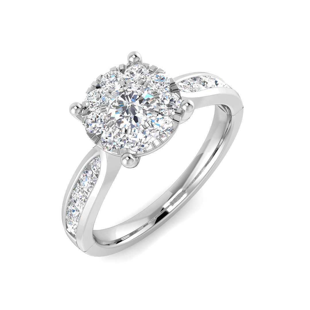 Lab-Grown Round Diamond Cluster Ring in 10K/14K gold and platinum with certified lab-grown or natural diamonds