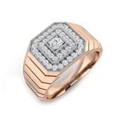 Men's Octagonal Pave Diamond Ring in 10K/14K gold and platinum with certified lab-grown or natural diamonds