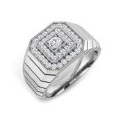 Men's Octagonal Pave Diamond Ring in 10K/14K gold and platinum with certified lab-grown or natural diamonds