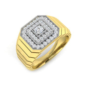 Men's Octagonal Pave Diamond Ring in 10K/14K gold and platinum with certified lab-grown or natural diamonds