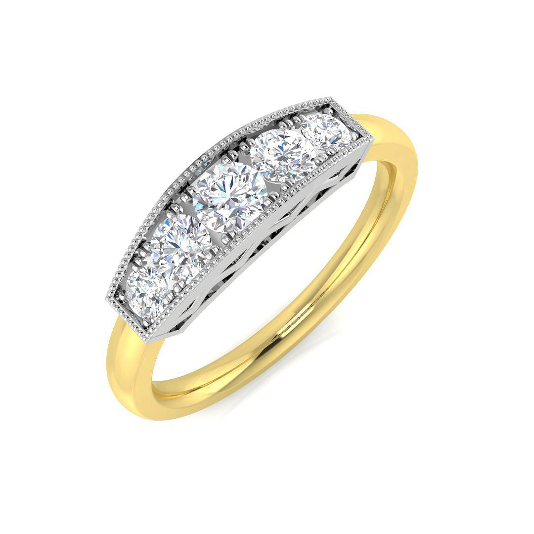 Five-Stone Diamond Ring in 10K/14K gold and platinum with certified lab-grown or natural diamonds