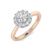 Lab Grown Round Cut Diamond Cluster Engagement Ring in 10K/14K gold and platinum with certified lab-grown or natural diamonds