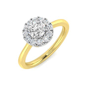 Lab Grown Round Cut Diamond Cluster Engagement Ring in 10K/14K gold and platinum with certified lab-grown or natural diamonds