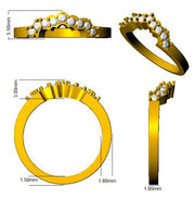 Scalloped Diamond Wishbone Ring in 10K/14K gold and platinum with certified lab-grown or natural diamonds