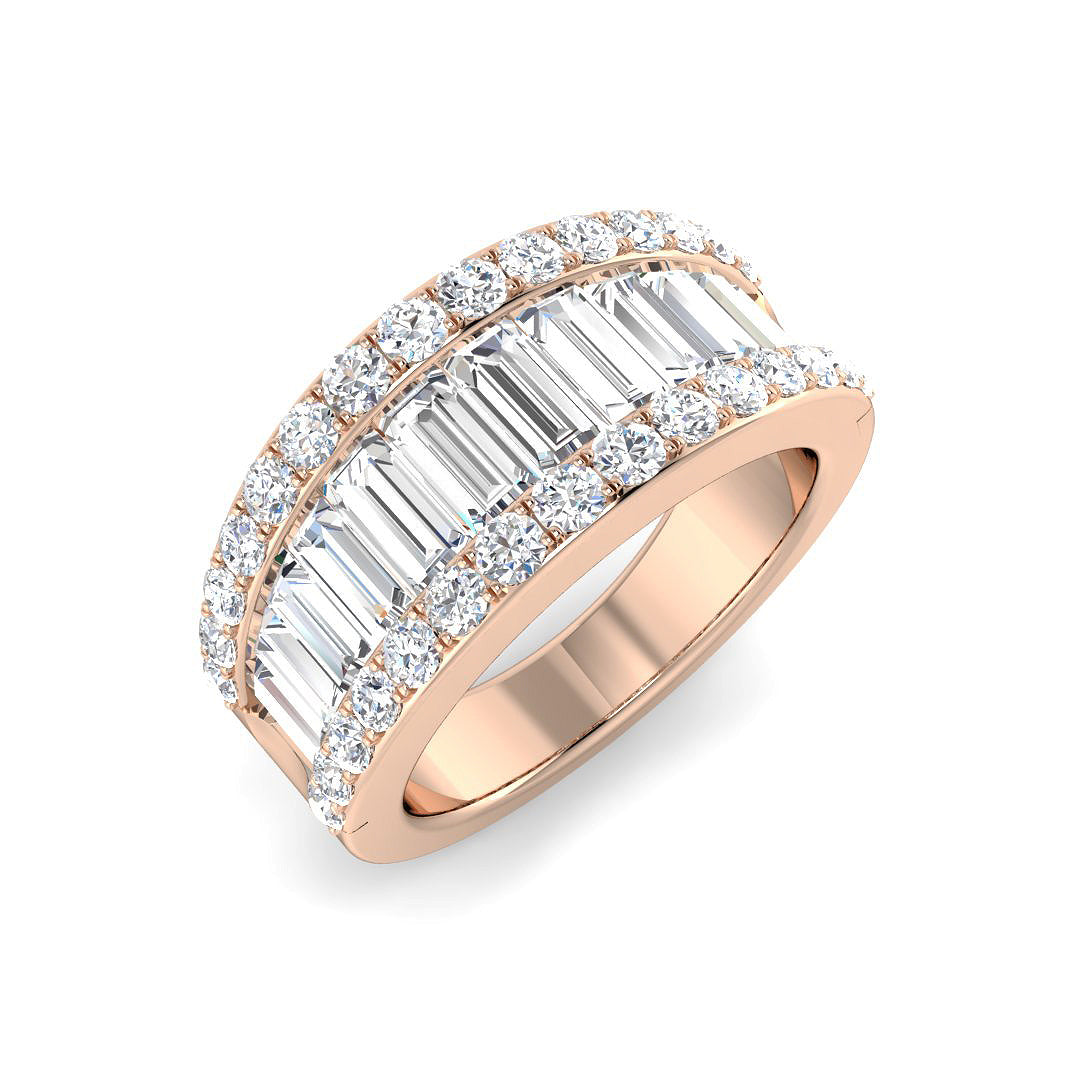 Diamond Baguette & Brilliant Ring in 10K/14K gold and platinum with certified lab-grown or natural diamonds