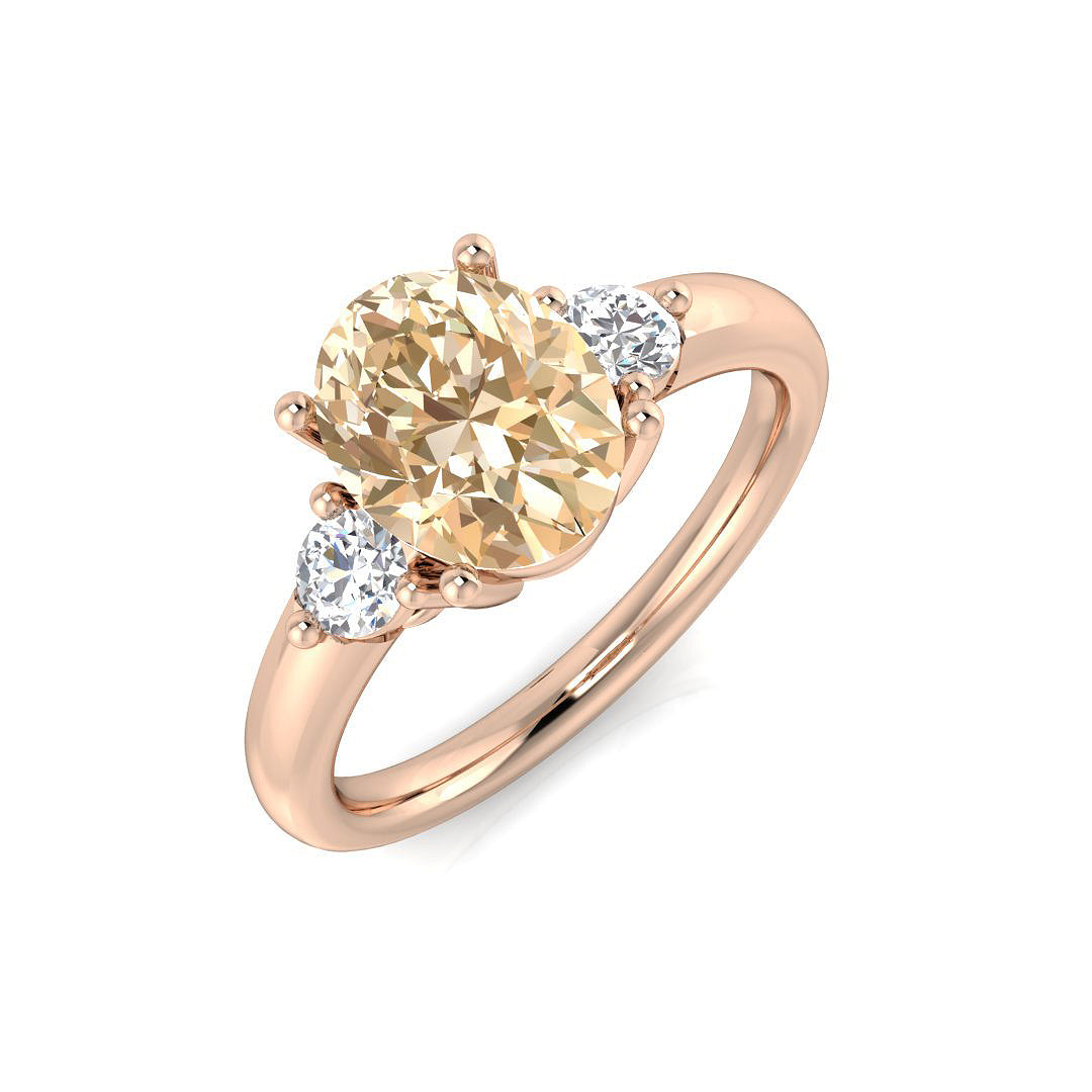 Oval Morganite Diamond Ring in 10K/14K gold and platinum with certified lab-grown or natural diamonds